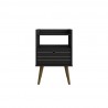 Manhattan Comfort Bogart Mid-Century Modern Nightstand in Black and Nature Front