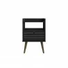 Manhattan Comfort Bogart Mid-Century Modern Nightstand in Black and Nature Front - Manhattan Comfort Bogart Mid-Century Modern Nightstand in Black and Nature Front