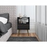 Manhattan Comfort Bogart Mid-Century Modern Nightstand in Rustic Black and Nature