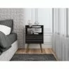 Manhattan Comfort Bogart Mid-Century Modern Nightstand in Rustic Black and Nature - Manhattan Comfort Bogart Mid-Century Modern Nightstand in Rustic Black and Nature