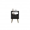 Manhattan Comfort Bogart Mid-Century Modern Nightstand in Black and Nature