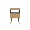 Manhattan Comfort Bogart Mid-Century Modern Nightstand in Off-White and Nature Back