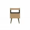Manhattan Comfort Bogart Mid-Century Modern Nightstand in Off-White and Nature Back - Manhattan Comfort Bogart Mid-Century Modern Nightstand in Off-White and Nature Back