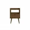 Manhattan Comfort Bogart Mid-Century Modern Nightstand in Rustic Brown and Nature Front - Manhattan Comfort Bogart Mid-Century Modern Nightstand in Rustic Brown and Nature Front