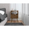 Manhattan Comfort Bogart Mid-Century Modern Nightstand in Rustic Brown and Nature