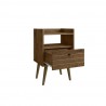 Manhattan Comfort Bogart Mid-Century Modern Nightstand in Rustic Brown and Nature Open