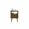 Manhattan Comfort Bogart Mid-Century Modern Nightstand in Rustic Brown and Nature - Manhattan Comfort Bogart Mid-Century Modern Nightstand in Rustic Brown and Nature
