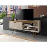 Manhattan Comfort Bogart 53.54" Mid-Century Modern TV Stand in Off-White and Nature