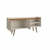 Manhattan Comfort Bogart 53.54" Mid-Century Modern TV Stand in Off-White and Nature Open