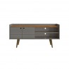 Manhattan Comfort Bogart 53.54" Mid-Century Modern TV Stand in Grey and Nature Front