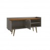 Manhattan Comfort Bogart 53.54" Mid-Century Modern TV Stand in Grey and Nature Open