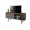Manhattan Comfort Bogart 53.54" Mid-Century Modern TV Stand in Grey and Nature