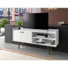 Manhattan Comfort Bogart 53.54" Mid-Century Modern TV Stand in White and Nature