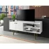 Manhattan Comfort Bogart 53.54" Mid-Century Modern TV Stand in White and Nature - Manhattan Comfort Bogart 53.54" Mid-Century Modern TV Stand in White and Nature