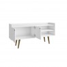 Manhattan Comfort Bogart 53.54" Mid-Century Modern TV Stand in White and Nature Open