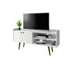 Manhattan Comfort Bogart 53.54" Mid-Century Modern TV Stand in White and Nature