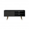 Manhattan Comfort Bogart 53.54" Mid-Century Modern TV Stand in Black and Nature Front