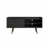 Manhattan Comfort Bogart 53.54" Mid-Century Modern TV Stand in Black and Nature Front - Manhattan Comfort Bogart 53.54" Mid-Century Modern TV Stand in Black and Nature Front