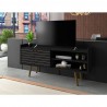 Manhattan Comfort Bogart 53.54" Mid-Century Modern TV Stand in Black and Nature
