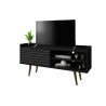 Manhattan Comfort Bogart 53.54" Mid-Century Modern TV Stand in Black and Nature