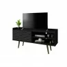 Manhattan Comfort Bogart 53.54" Mid-Century Modern TV Stand in Black and Nature - Manhattan Comfort Bogart 53.54" Mid-Century Modern TV Stand in Black and Nature