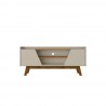 Manhattan Comfort Mid-Century Modern Marcus 53.14 TV Stand with Solid Wood Legs Greige and Nature Front
