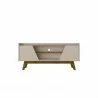 Manhattan Comfort Mid-Century Modern Marcus 53.14 TV Stand with Solid Wood Legs Greige and Nature Front - Manhattan Comfort Mid-Century Modern Marcus 53.14 TV Stand with Solid Wood Legs Greige and Nature Front