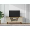 Manhattan Comfort Mid-Century Modern Marcus 53.14 TV Stand with Solid Wood Legs Greige and Nature - Manhattan Comfort Mid-Century Modern Marcus 53.14 TV Stand with Solid Wood Legs Greige and Nature