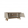 Manhattan Comfort Mid-Century Modern Marcus 53.14 TV Stand with Solid Wood Legs Greige and Nature Open