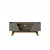 Manhattan Comfort Mid-Century Modern Marcus 53.14 TV Stand with Solid Wood Legs Grey and Nature Front
