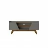 Manhattan Comfort Mid-Century Modern Marcus 53.14 TV Stand with Solid Wood Legs Grey and Nature Front - Manhattan Comfort Mid-Century Modern Marcus 53.14 TV Stand with Solid Wood Legs Grey and Nature Front