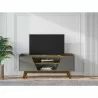 Manhattan Comfort Mid-Century Modern Marcus 53.14 TV Stand with Solid Wood Legs Grey and Nature - Manhattan Comfort Mid-Century Modern Marcus 53.14 TV Stand with Solid Wood Legs Grey and Nature