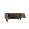 Manhattan Comfort Mid-Century Modern Marcus 53.14 TV Stand with Solid Wood Legs Grey and Nature Open View