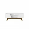 Manhattan Comfort Mid-Century Modern Marcus 53.14 TV Stand with Solid Wood Legs White Front - Manhattan Comfort Mid-Century Modern Marcus 53.14 TV Stand with Solid Wood Legs White Front