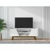 Manhattan Comfort Mid-Century Modern Marcus 53.14 TV Stand with Solid Wood Legs White - Manhattan Comfort Mid-Century Modern Marcus 53.14 TV Stand with Solid Wood Legs White