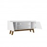 Manhattan Comfort Mid-Century Modern Marcus 53.14 TV Stand with Solid Wood Legs White Open