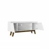 Manhattan Comfort Mid-Century Modern Marcus 53.14 TV Stand with Solid Wood Legs White Open - Manhattan Comfort Mid-Century Modern Marcus 53.14 TV Stand with Solid Wood Legs White Open