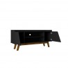 Manhattan Comfort Mid-Century Modern Marcus 53.14 TV Stand with Solid Wood Legs  Matte Black Open
