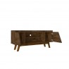 Manhattan Comfort Mid-Century Modern Marcus 53.14 TV Stand with Solid Wood Legs  Rustic Brown Open
