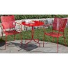 Alfresco Home Martini 3 Piece Bistro Set in Cherry Pie Finish with 27.5" Round Bistro Table and 2 Stackable Bistro Chair - Lifestyle