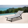 Alfresco Home Oceanview Stackable/Foldable Chaise Lounge in Soho Black - Angled