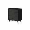 Alpine Furniture Flynn Mid Century Modern 3 Drawer Small Chest, Black - Front Side Angle - Alpine Furniture Flynn Mid Century Modern 3 Drawer Small Chest, Black - Front Side Angle
