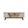 Manhattan Comfort Mid-Century Modern Marcus 62.99 TV Stand with Solid Wood Legs in Greige and Nature Front