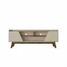 Manhattan Comfort Mid-Century Modern Marcus 62.99 TV Stand with Solid Wood Legs in Greige and Nature Front - Manhattan Comfort Mid-Century Modern Marcus 62.99 TV Stand with Solid Wood Legs in Greige and Nature Front