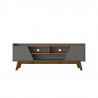 Manhattan Comfort Mid-Century Modern Marcus 62.99 TV Stand with Solid Wood Legs in Grey and Nature Front