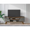 Manhattan Comfort Mid-Century Modern Marcus 62.99 TV Stand with Solid Wood Legs in Grey and Nature