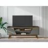 Manhattan Comfort Mid-Century Modern Marcus 62.99 TV Stand with Solid Wood Legs in Grey and Nature - Manhattan Comfort Mid-Century Modern Marcus 62.99 TV Stand with Solid Wood Legs in Grey and Nature