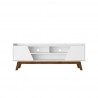 Manhattan Comfort Mid-Century Modern Marcus 70.86 TV Stand with Solid Wood Legs in White Front