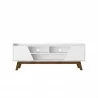 Manhattan Comfort Mid-Century Modern Marcus 70.86 TV Stand with Solid Wood Legs in White Front - Manhattan Comfort Mid-Century Modern Marcus 70.86 TV Stand with Solid Wood Legs in White Front