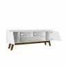 Manhattan Comfort Mid-Century Modern Marcus 70.86 TV Stand with Solid Wood Legs in White Open - Manhattan Comfort Mid-Century Modern Marcus 70.86 TV Stand with Solid Wood Legs in White Open